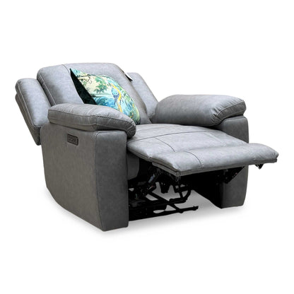 ‘Marlowe’ Grey Microfiber Fabric Power Recliner Armchair