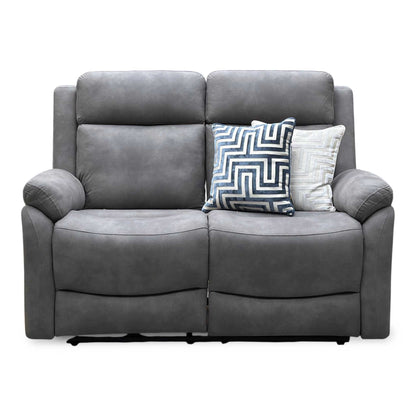 ‘Linea’ Storm Grey Microfiber Fabric 2 Seater Power Recliner Sofa