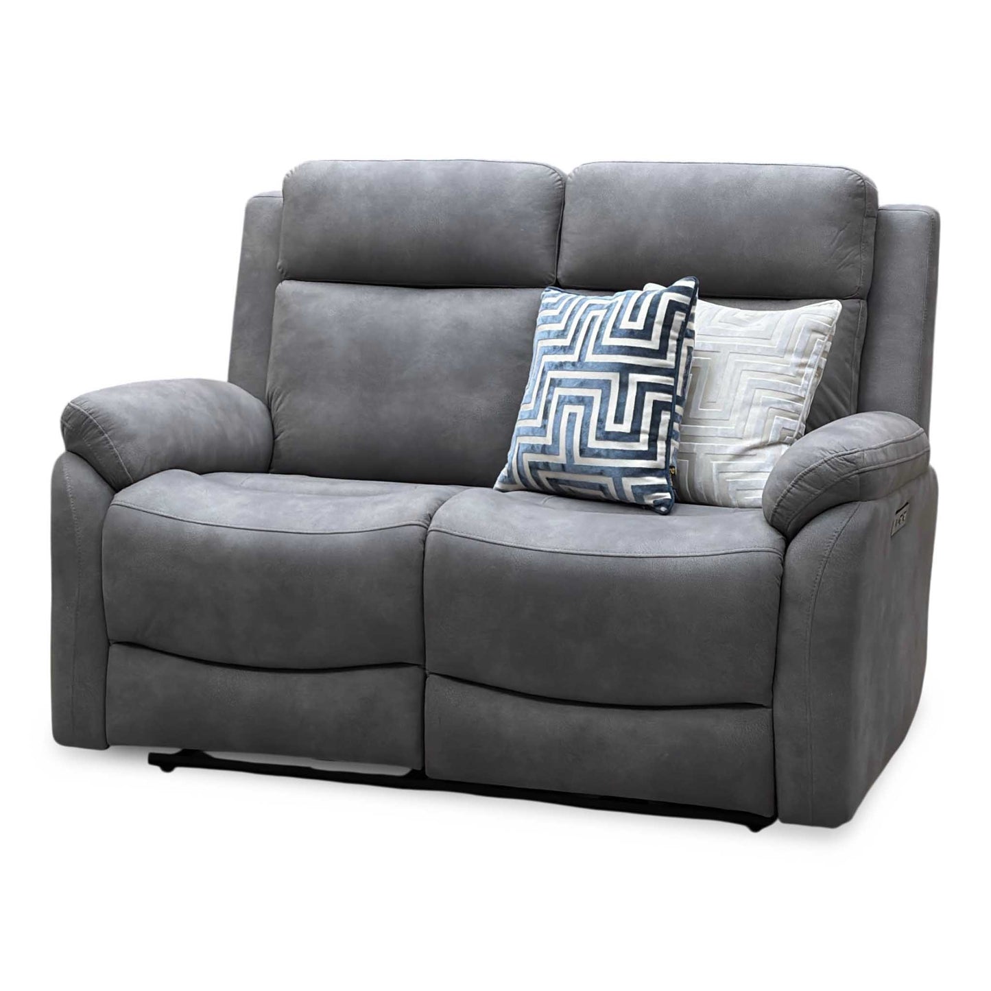 ‘Linea’ Storm Grey Microfiber Fabric 2 Seater Power Recliner Sofa