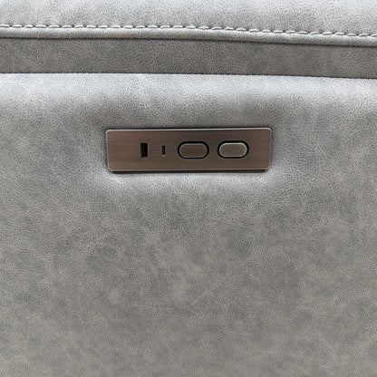 ‘Marlowe’ Grey Microfiber Fabric 3 Seater Power Recliner Sofa