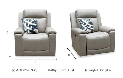 ‘Nova’ Taupe Grey Fabric Power Recliner Armchair