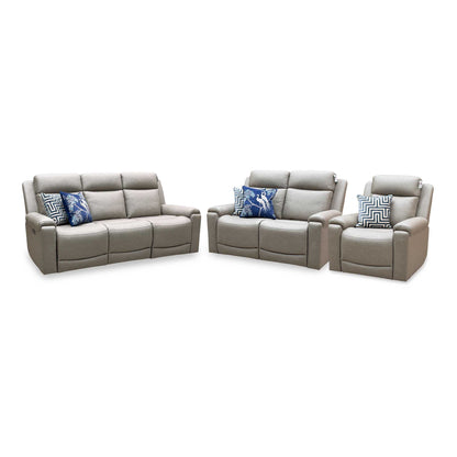 ‘Nova’ Taupe Grey Microfiber Fabric 3 + 2 Seater Power Recliner with Power Armchair Sofa Set