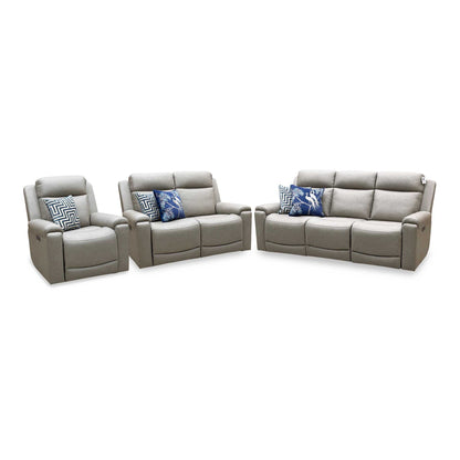 ‘Nova’ Taupe Grey Microfiber Fabric 3 + 2 Seater Power Recliner with Power Armchair Sofa Set