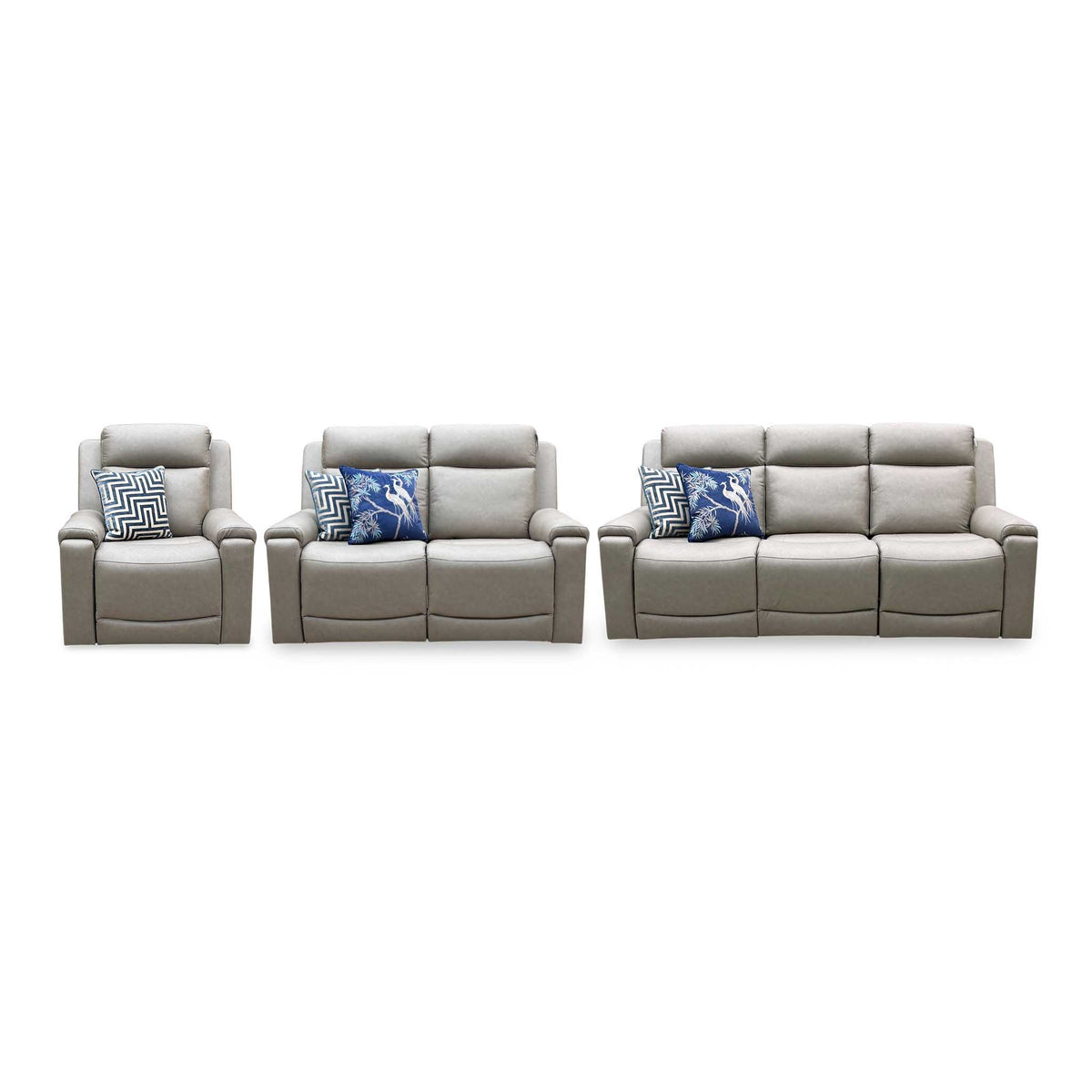 ‘Nova’ Taupe Grey Microfiber Fabric 3 + 2 Seater Power Recliner with Power Armchair Sofa Set