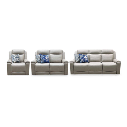 ‘Nova’ Taupe Grey Microfiber Fabric 3 + 2 Seater Power Recliner with Power Armchair Sofa Set