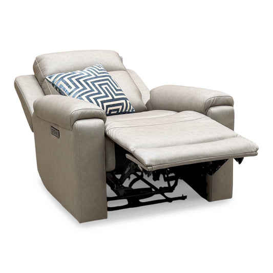 Nova Taupe Grey Fabric Power Recliner Armchair