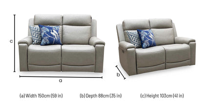 'Nova’ Taupe Grey Microfiber Fabric 2 Seater Power Recliner Sofa