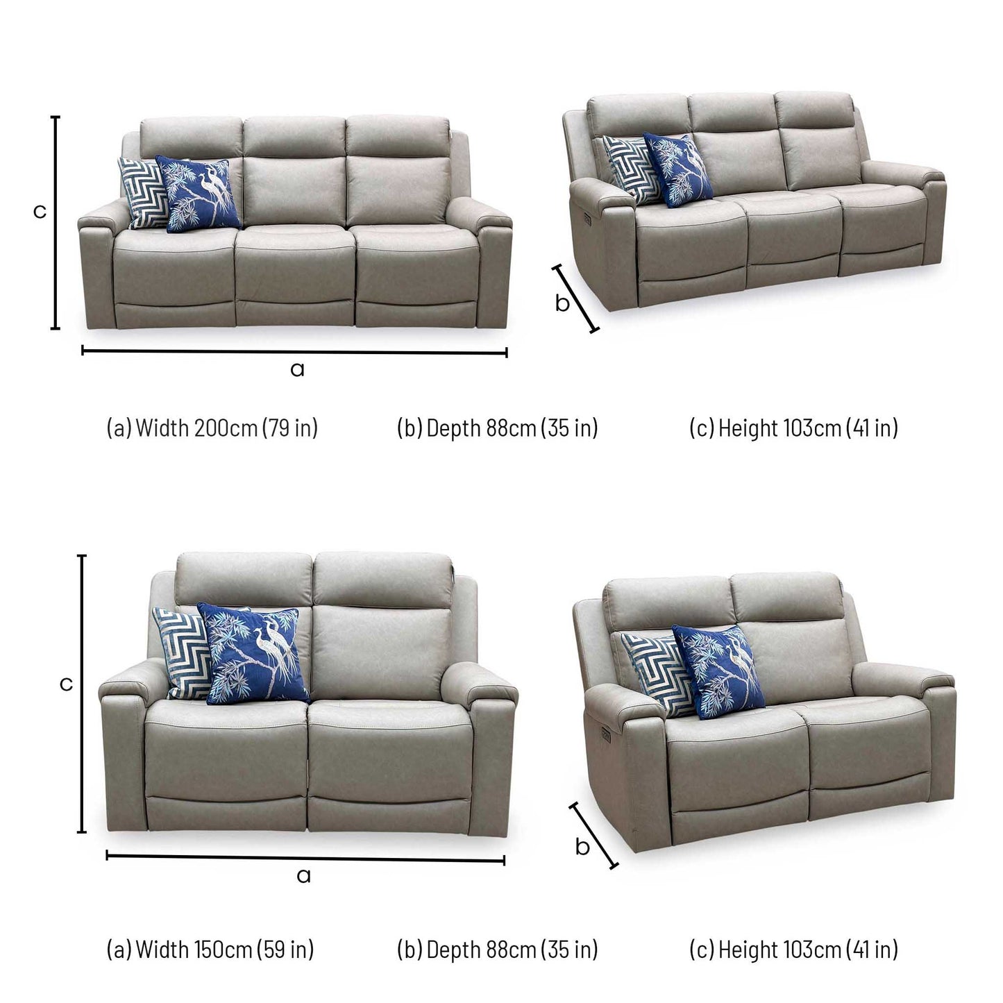 ‘Nova’ Taupe Grey Microfiber Fabric 3 + 2 Seater Power Recliner with Power Armchair Sofa Set