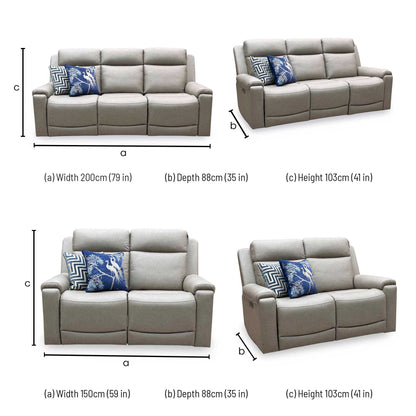 ‘Nova’ Taupe Grey Microfiber Fabric 3 + 2 Seater Power Recliner with Power Armchair Sofa Set