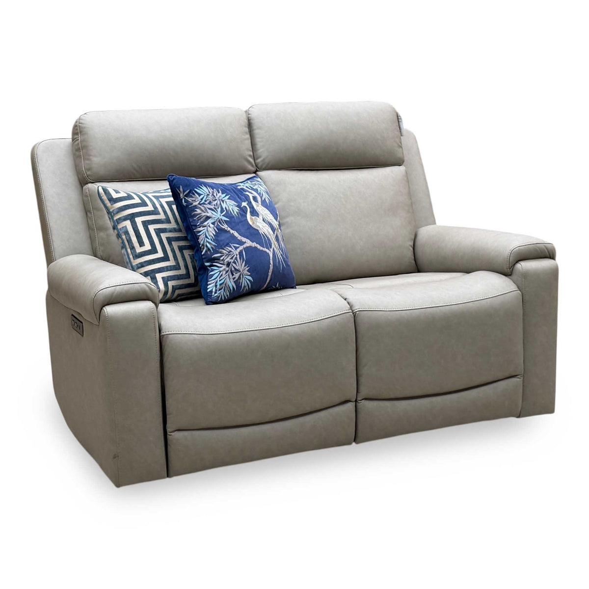 'Nova’ Taupe Grey Microfiber Fabric 2 Seater Power Recliner Sofa