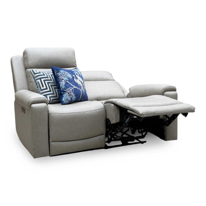 'Nova’ Taupe Grey Microfiber Fabric 2 Seater Power Recliner Sofa