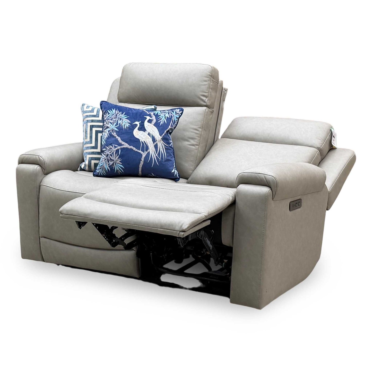 'Nova’ Taupe Grey Microfiber Fabric 2 Seater Power Recliner Sofa