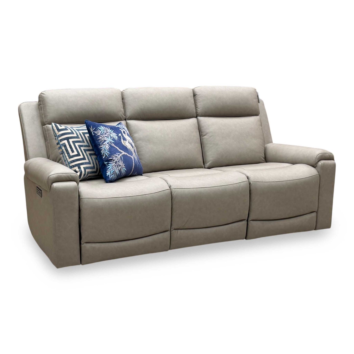 'Nova’ Taupe Grey Microfiber Fabric 3 Seater Power Recliner Sofa