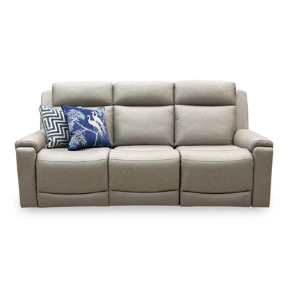 'Nova’ Taupe Grey Microfiber Fabric 3 Seater Power Recliner Sofa