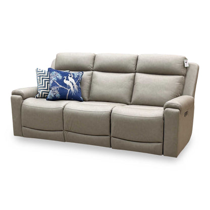 'Nova’ Taupe Grey Microfiber Fabric 3 Seater Power Recliner Sofa