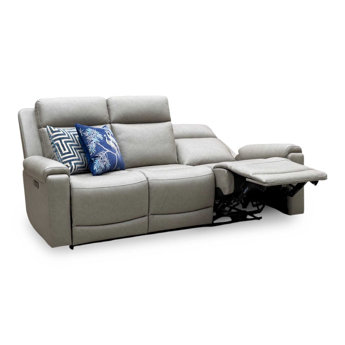 'Nova’ Taupe Grey Microfiber Fabric 3 Seater Power Recliner Sofa