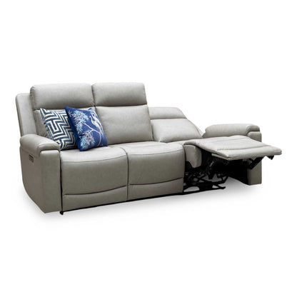 'Nova’ Taupe Grey Microfiber Fabric 3 Seater Power Recliner Sofa