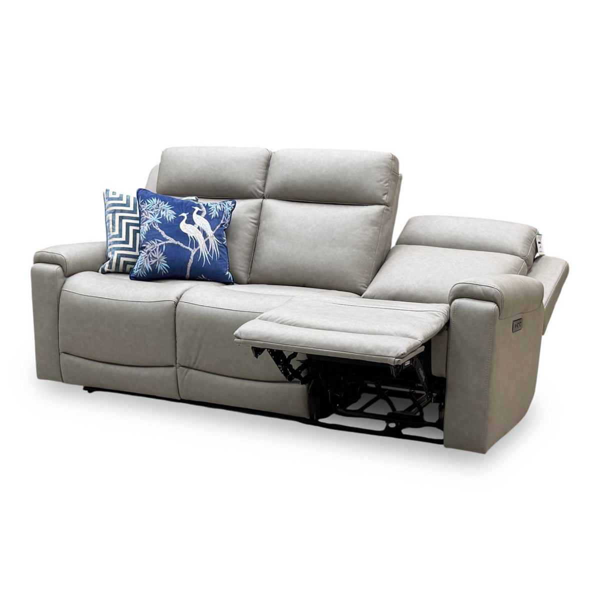 'Nova’ Taupe Grey Microfiber Fabric 3 Seater Power Recliner Sofa