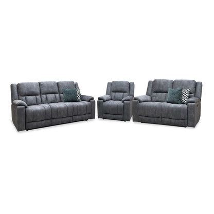 ‘Savoy’ Dark Grey Microfiber Fabric 3 + 2 Seater Power Recliner with Power Armchair Sofa Set