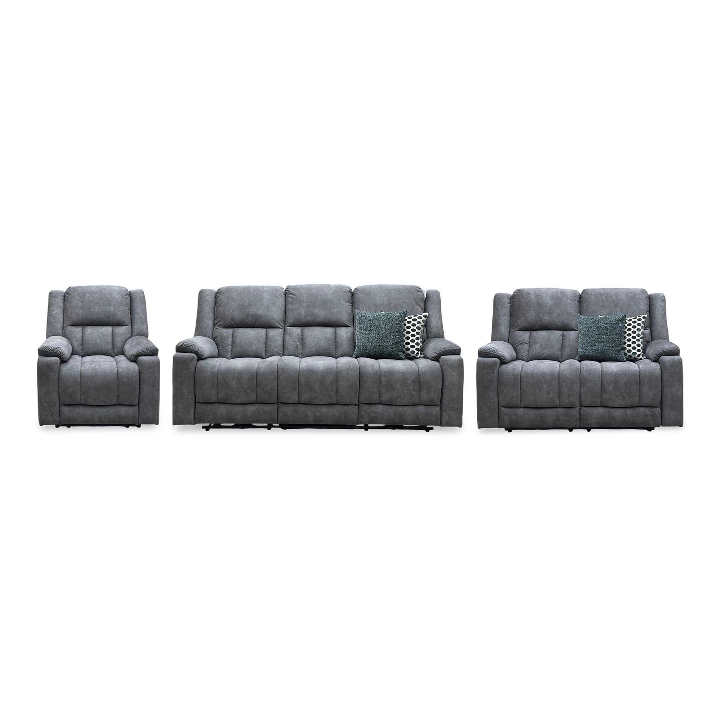 ‘Savoy’ Dark Grey Microfiber Fabric 3 + 2 Seater Power Recliner with Power Armchair Sofa Set
