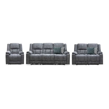 ‘Savoy’ Dark Grey Microfiber Fabric 3 + 2 Seater Power Recliner with Power Armchair Sofa Set