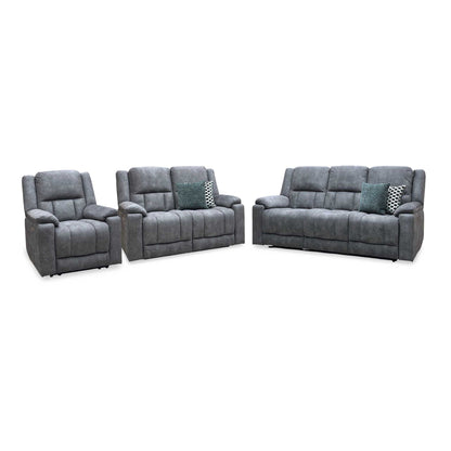‘Savoy’ Dark Grey Microfiber Fabric 3 + 2 Seater Power Recliner with Power Armchair Sofa Set