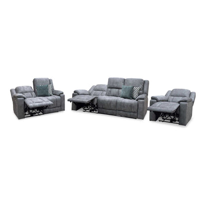 ‘Savoy’ Dark Grey Microfiber Fabric 3 + 2 Seater Power Recliner with Power Armchair Sofa Set