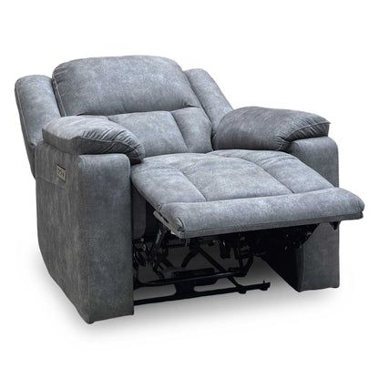 ‘Savoy’ Dark Grey Microfiber Fabric Power Recliner Armchair