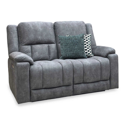 ‘Savoy’ Dark Grey Microfiber Fabric 2 Seater Power Recliner Sofa