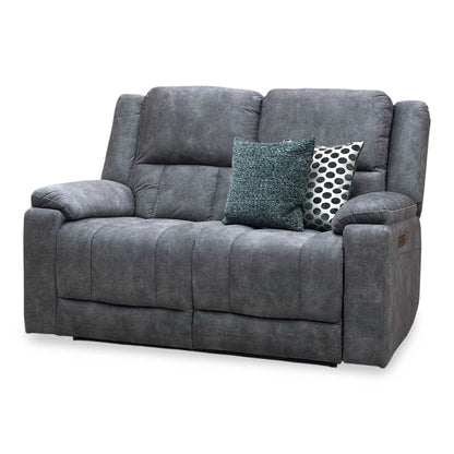 ‘Savoy’ Dark Grey Microfiber Fabric 2 Seater Power Recliner Sofa