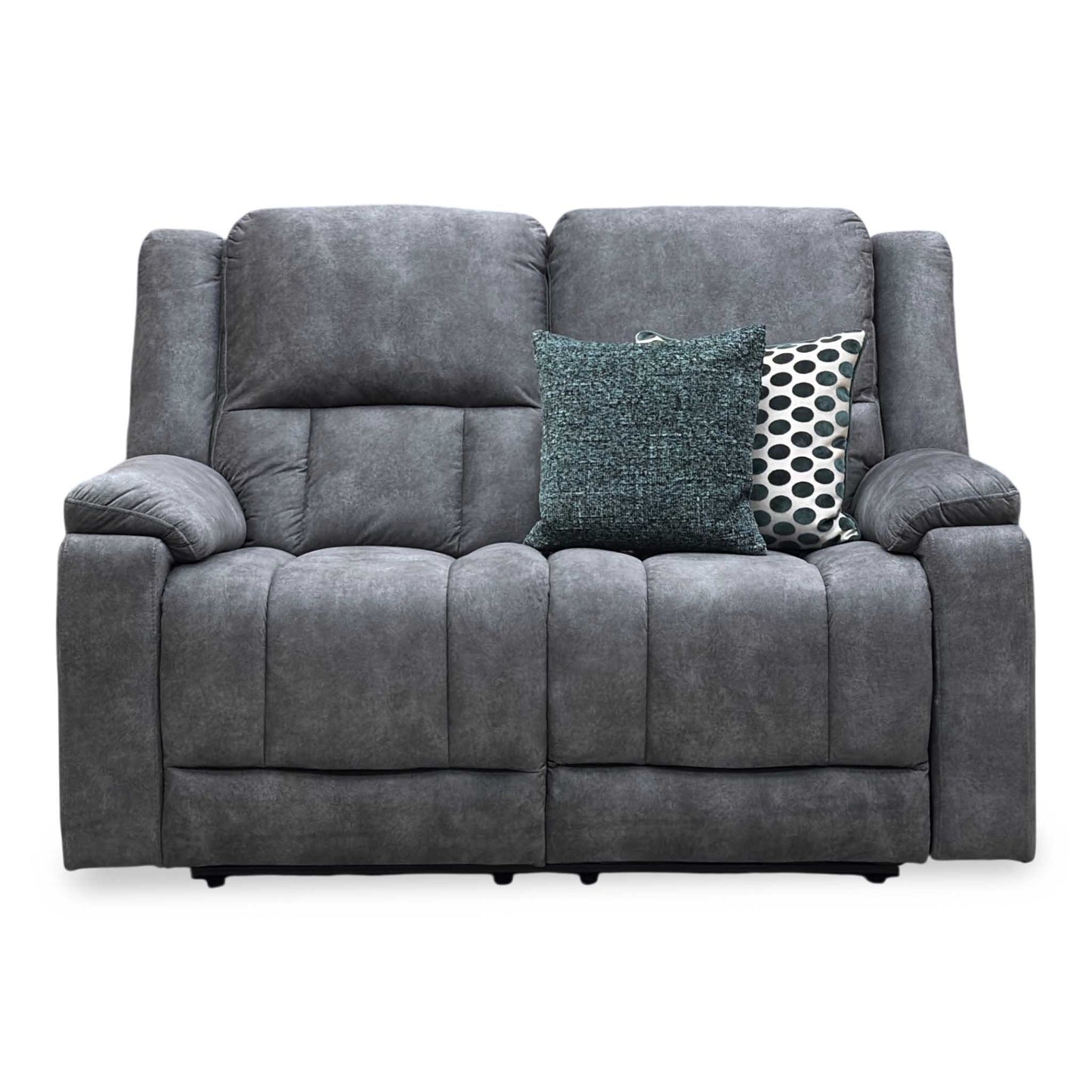 ‘Savoy’ Dark Grey Microfiber Fabric 2 Seater Power Recliner Sofa