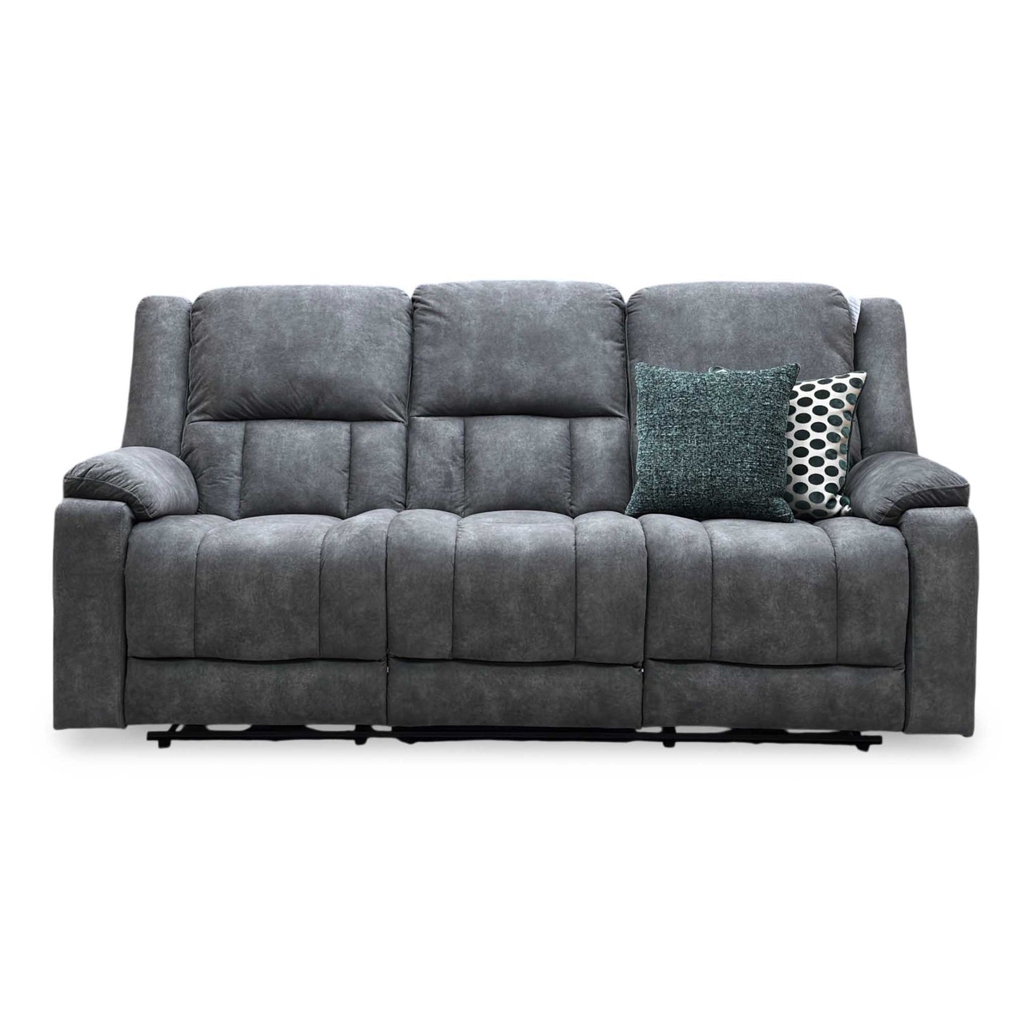 ‘Savoy’ Dark Grey Microfiber Fabric 3 Seater Power Recliner Sofa