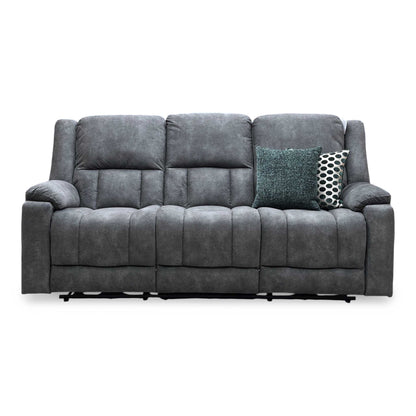 ‘Savoy’ Dark Grey Microfiber Fabric 3 Seater Power Recliner Sofa