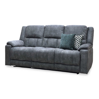 ‘Savoy’ Dark Grey Microfiber Fabric 3 Seater Power Recliner Sofa