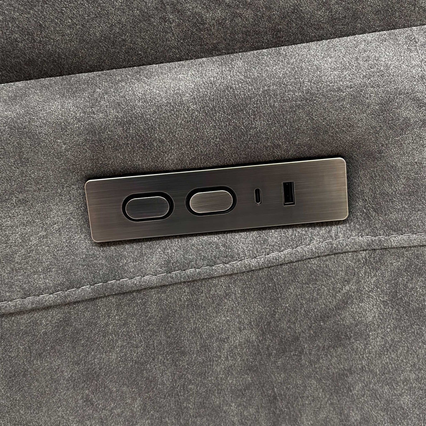 ‘Savoy’ Dark Grey Microfiber Fabric 3 Seater Power Recliner Sofa