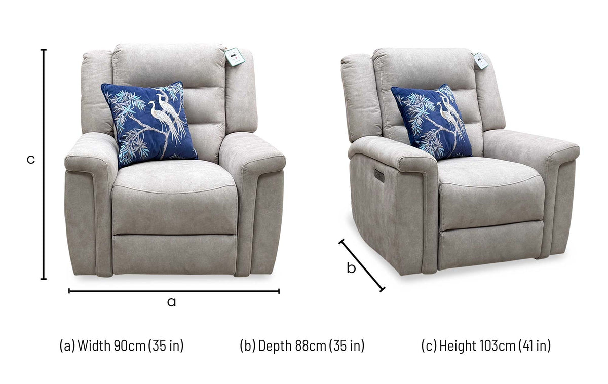 'Vega’ Beige Microfiber Fabric Power Recliner Armchair