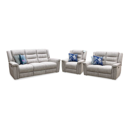 ‘Vega’ Beige Microfiber Fabric 3 + 2 Seater Power Recliner with Power Armchair Sofa Set