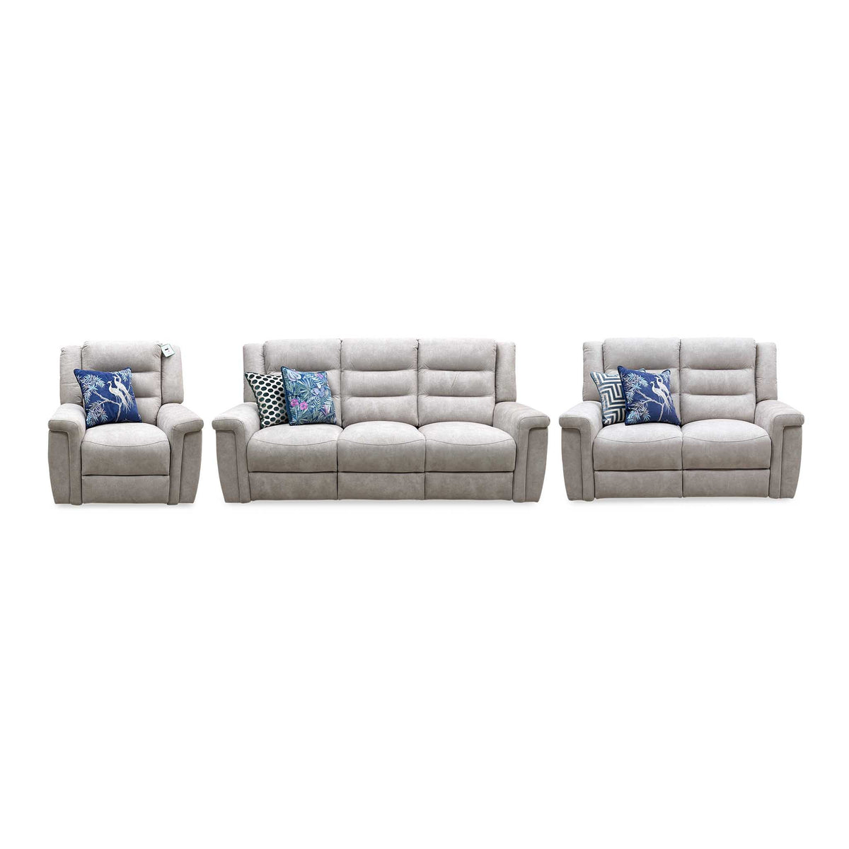 ‘Vega’ Beige Microfiber Fabric 3 + 2 Seater Power Recliner with Power Armchair Sofa Set
