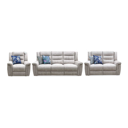 ‘Vega’ Beige Microfiber Fabric 3 + 2 Seater Power Recliner with Power Armchair Sofa Set