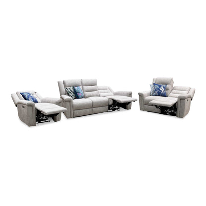 ‘Vega’ Beige Microfiber Fabric 3 + 2 Seater Power Recliner with Power Armchair Sofa Set