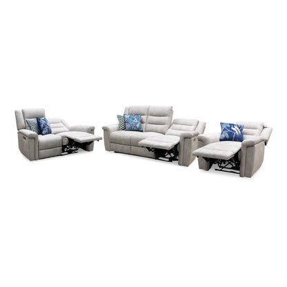 ‘Vega’ Beige Microfiber Fabric 3 + 2 Seater Power Recliner with Power Armchair Sofa Set