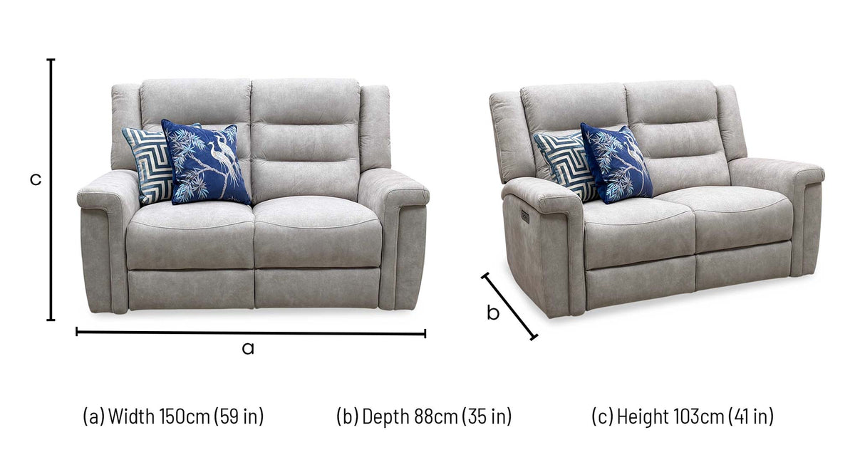 ‘Vega’ Beige Fabric 2 Seater Power Recliner Sofa
