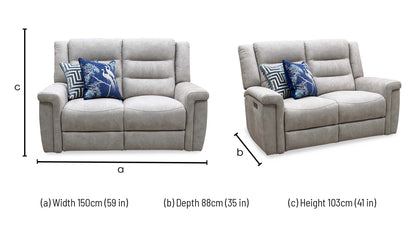 ‘Vega’ Beige Fabric 2 Seater Power Recliner Sofa