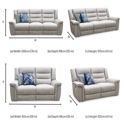 ‘Vega’ Beige Microfiber Fabric 3 + 2 Seater Power Recliner with Power Armchair Sofa Set
