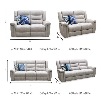 'Vega' Beige Microfiber Fabric 3 + 2 Seater Power Recliner Sofa Set