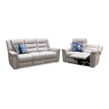 'Vega' Beige Microfiber Fabric 3 + 2 Seater Power Recliner Sofa Set
