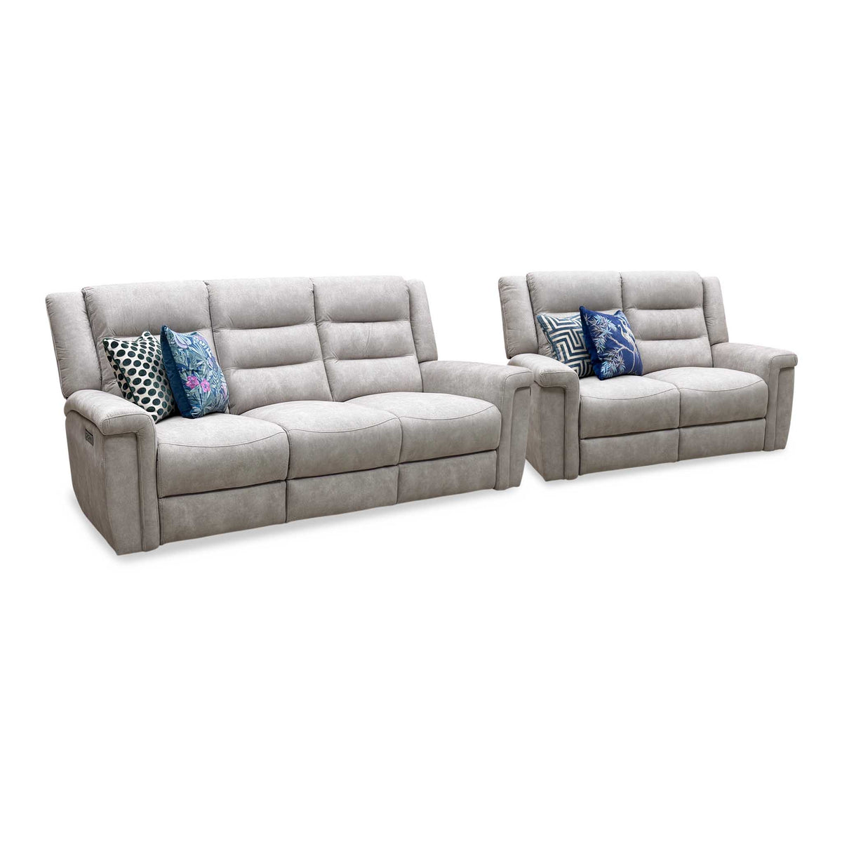'Vega' Beige Microfiber Fabric 3 + 2 Seater Power Recliner Sofa Set