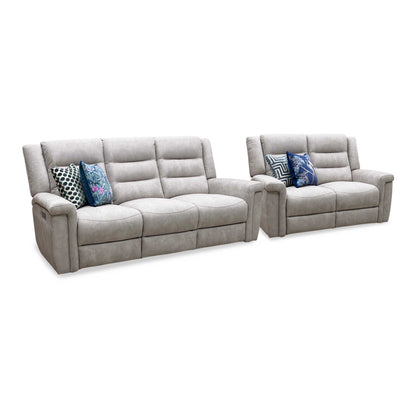 'Vega' Beige Microfiber Fabric 3 + 2 Seater Power Recliner Sofa Set