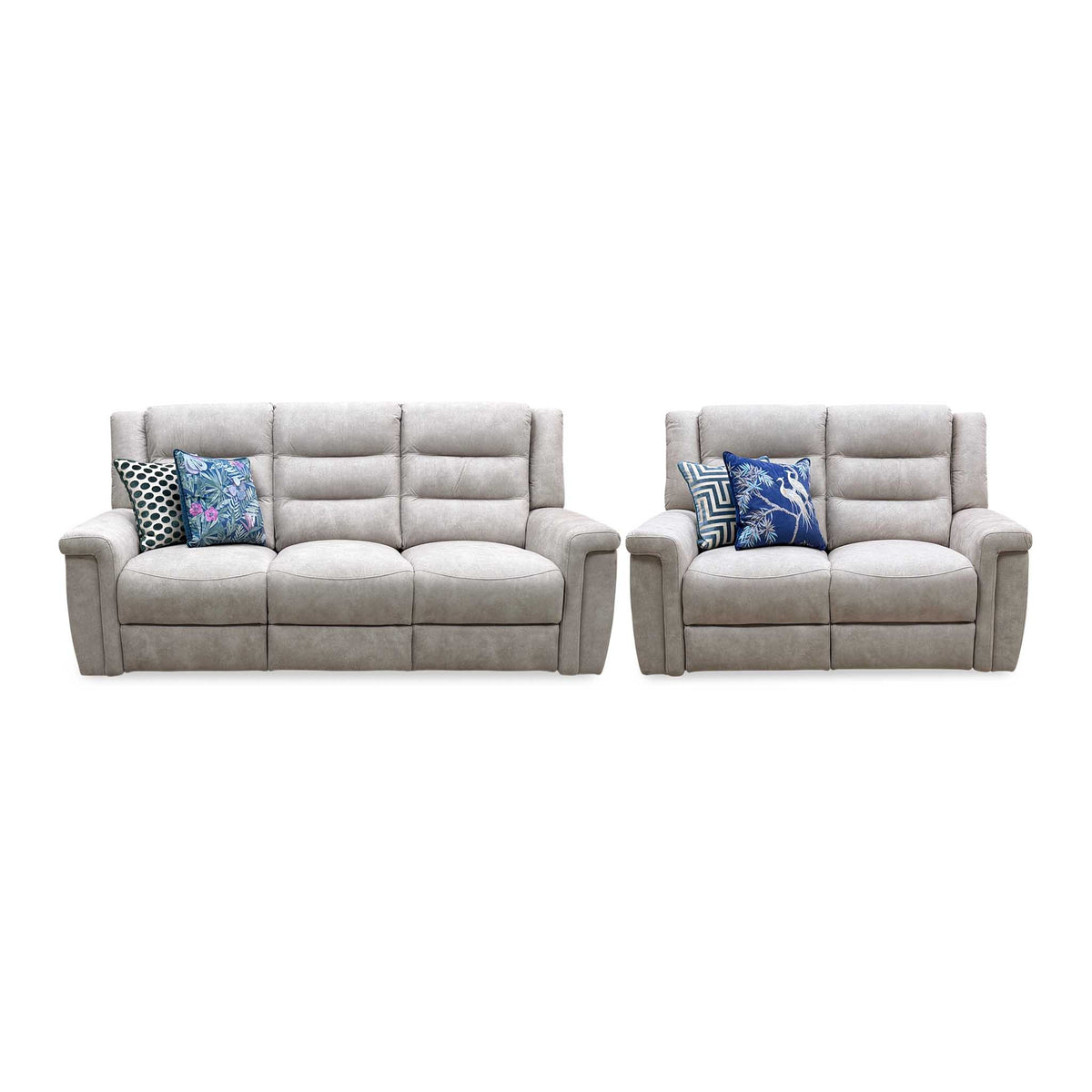 'Vega' Beige Microfiber Fabric 3 + 2 Seater Power Recliner Sofa Set