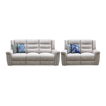 'Vega' Beige Microfiber Fabric 3 + 2 Seater Power Recliner Sofa Set
